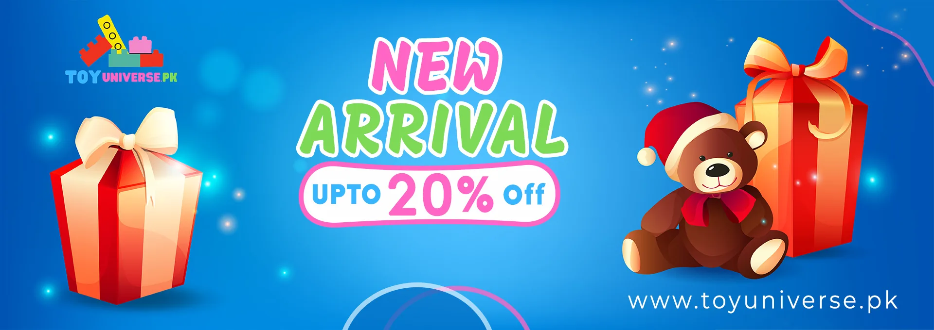 New arrivals at ToyUniverse, up to 20% off (blue banner)